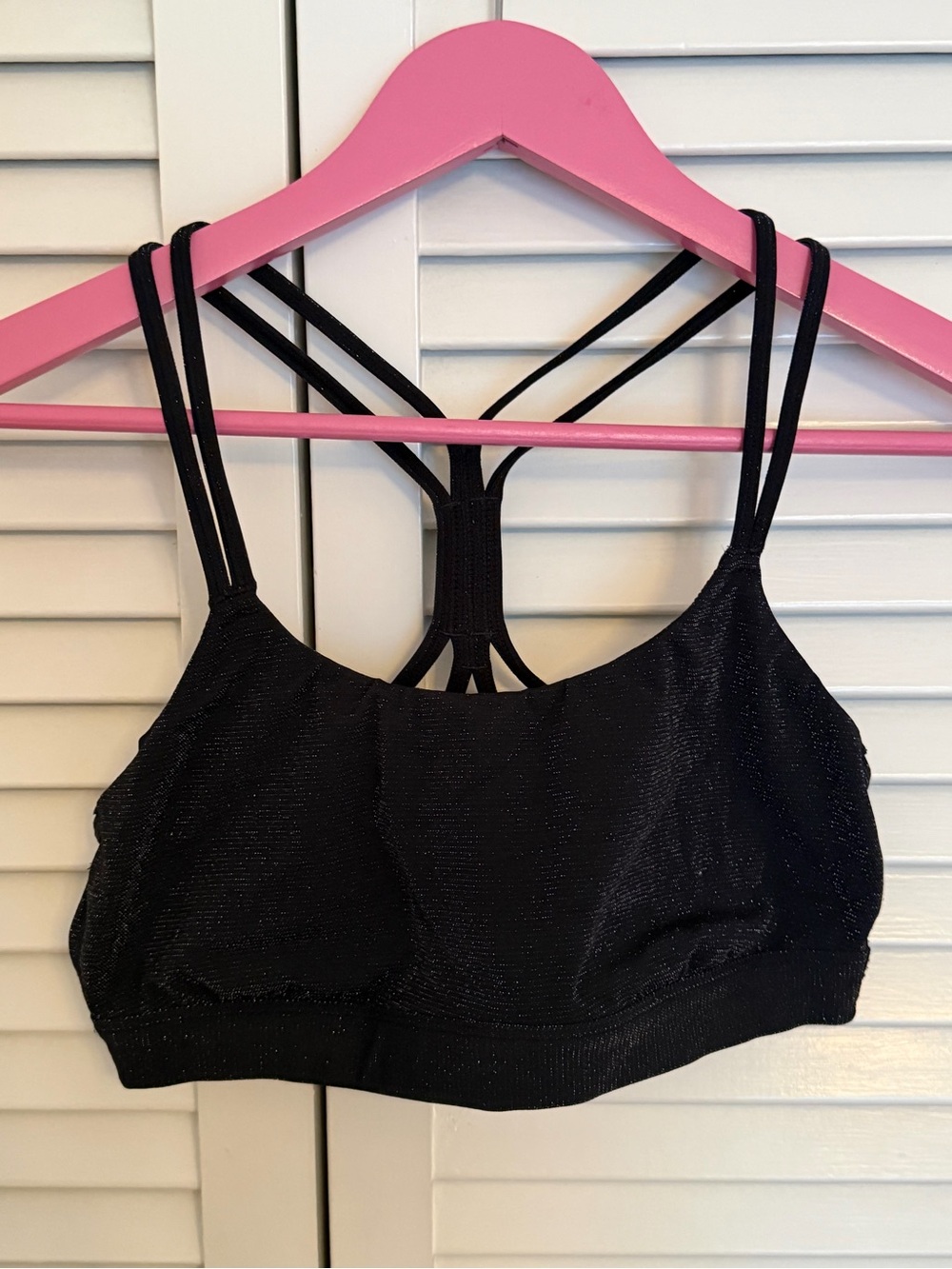 All in Motion Black Metallic Sparkle Strappy Sports Bra Medium